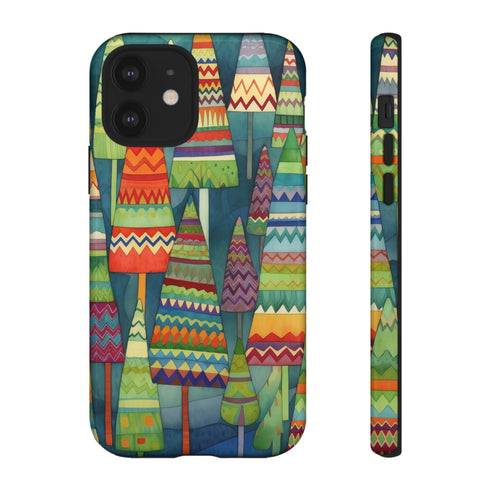 Knitted Christmas Trees - Impact Resistant Phone Case iPhone 12 Glossy